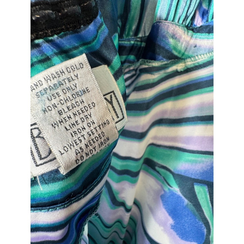 Y2K VTG Bethany Blue Teal Butterfly Print Halter Maxi Dress Ring Detail Size 10 - Picture 10 of 10